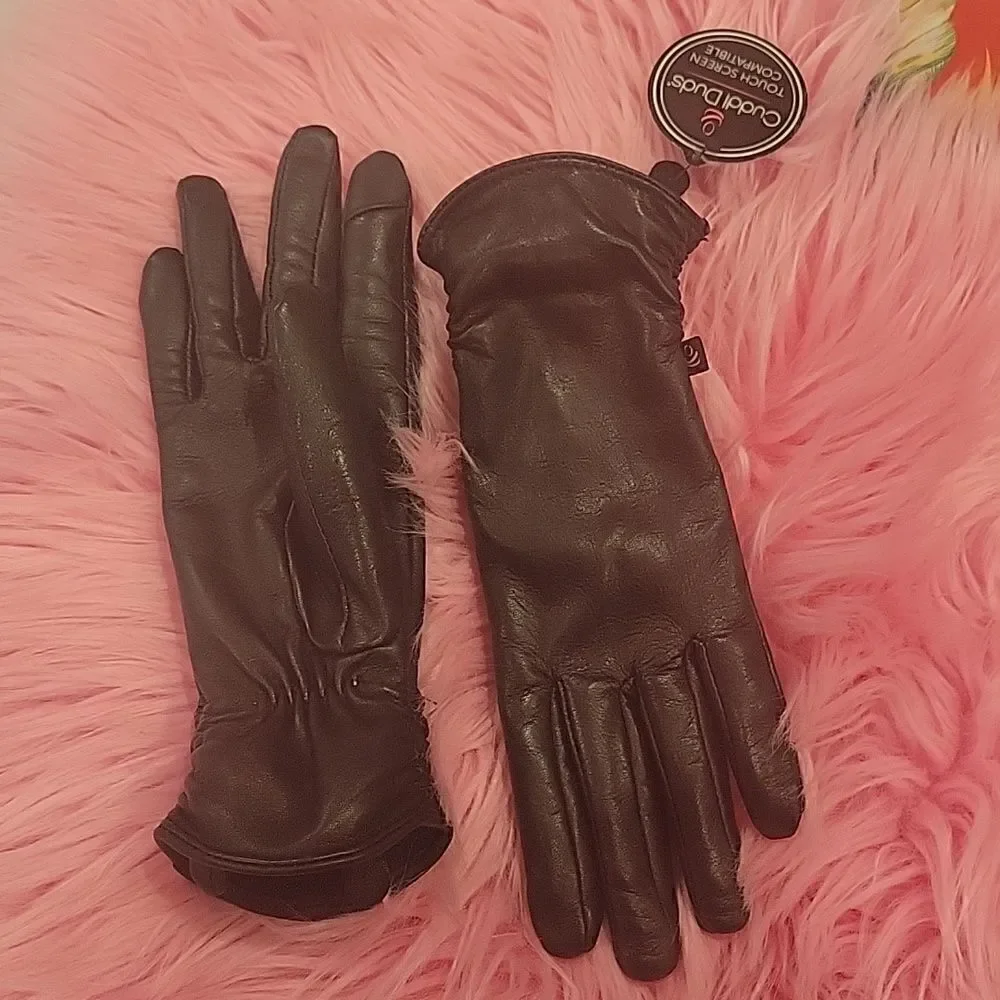Cuddl Duds ,Genuine Leather gloves, touch screen compatible, S